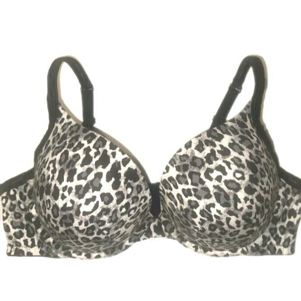 Cacique Intimates Lightly Lined Bra Sz 44DDD Animal Print Black Gray Underwire